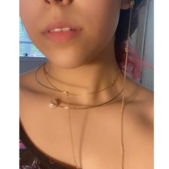 💥3for$28 New Unique Choker Collar Spring Necklace with Attached Earring - Picture 9 of 12